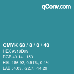 カラーコード: CMYK 68 / 8 / 0 / 40 | qconv.com