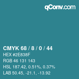 Color code: CMYK 68 / 8 / 0 / 44 | qconv.com
