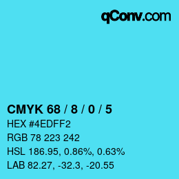 カラーコード: CMYK 68 / 8 / 0 / 5 | qconv.com