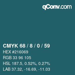 カラーコード: CMYK 68 / 8 / 0 / 59 | qconv.com