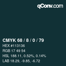 カラーコード: CMYK 68 / 8 / 0 / 79 | qconv.com