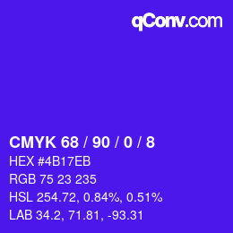 颜色代码: CMYK 68 / 90 / 0 / 8 | qconv.com