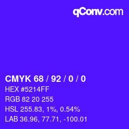 カラーコード: CMYK 68 / 92 / 0 / 0 | qconv.com