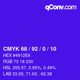 カラーコード: CMYK 68 / 92 / 0 / 10 | qconv.com