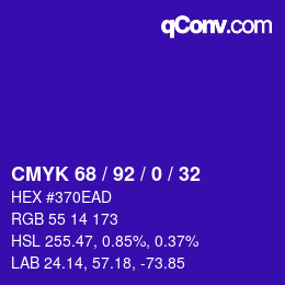 カラーコード: CMYK 68 / 92 / 0 / 32 | qconv.com