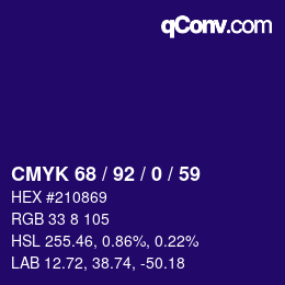 颜色代码: CMYK 68 / 92 / 0 / 59 | qconv.com