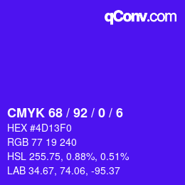 カラーコード: CMYK 68 / 92 / 0 / 6 | qconv.com