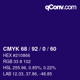 カラーコード: CMYK 68 / 92 / 0 / 60 | qconv.com