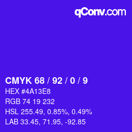 カラーコード: CMYK 68 / 92 / 0 / 9 | qconv.com