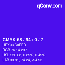 Farbcode: CMYK 68 / 94 / 0 / 7 | qconv.com