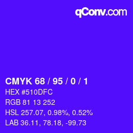 Farbcode: CMYK 68 / 95 / 0 / 1 | qconv.com