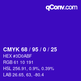 Color code: CMYK 68 / 95 / 0 / 25 | qconv.com