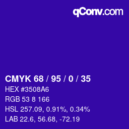 Color code: CMYK 68 / 95 / 0 / 35 | qconv.com