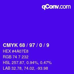 Código de color: CMYK 68 / 97 / 0 / 9 | qconv.com