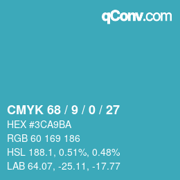 颜色代码: CMYK 68 / 9 / 0 / 27 | qconv.com