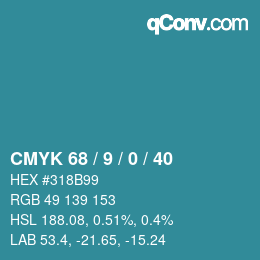 Color code: CMYK 68 / 9 / 0 / 40 | qconv.com