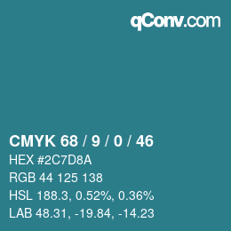 Código de color: CMYK 68 / 9 / 0 / 46 | qconv.com