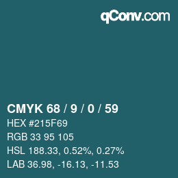 Color code: CMYK 68 / 9 / 0 / 59 | qconv.com