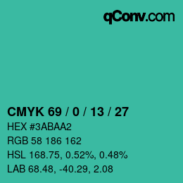 Código de color: CMYK 69 / 0 / 13 / 27 | qconv.com