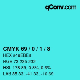 Color code: CMYK 69 / 0 / 1 / 8 | qconv.com