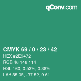 Farbcode: CMYK 69 / 0 / 23 / 42 | qconv.com