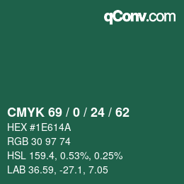 Color code: CMYK 69 / 0 / 24 / 62 | qconv.com