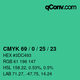 Color code: CMYK 69 / 0 / 25 / 23 | qconv.com