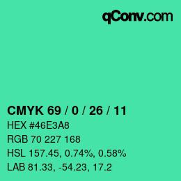 颜色代码: CMYK 69 / 0 / 26 / 11 | qconv.com