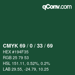 Farbcode: CMYK 69 / 0 / 33 / 69 | qconv.com
