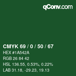 Color code: CMYK 69 / 0 / 50 / 67 | qconv.com