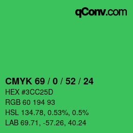 Color code: CMYK 69 / 0 / 52 / 24 | qconv.com