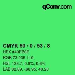 Color code: CMYK 69 / 0 / 53 / 8 | qconv.com