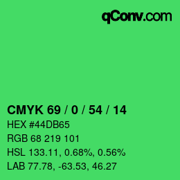 Farbcode: CMYK 69 / 0 / 54 / 14 | qconv.com