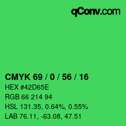 Código de color: CMYK 69 / 0 / 56 / 16 | qconv.com
