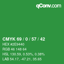 Farbcode: CMYK 69 / 0 / 57 / 42 | qconv.com