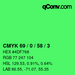 Color code: CMYK 69 / 0 / 58 / 3 | qconv.com