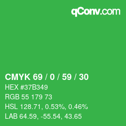 Color code: CMYK 69 / 0 / 59 / 30 | qconv.com