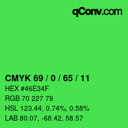Farbcode: CMYK 69 / 0 / 65 / 11 | qconv.com
