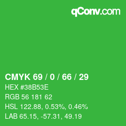 Color code: CMYK 69 / 0 / 66 / 29 | qconv.com