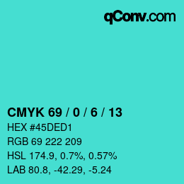 颜色代码: CMYK 69 / 0 / 6 / 13 | qconv.com