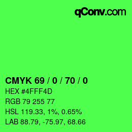 Código de color: CMYK 69 / 0 / 70 / 0 | qconv.com