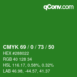 Color code: CMYK 69 / 0 / 73 / 50 | qconv.com