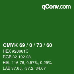Color code: CMYK 69 / 0 / 73 / 60 | qconv.com