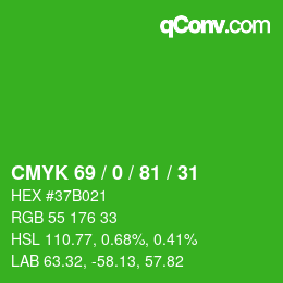 Color code: CMYK 69 / 0 / 81 / 31 | qconv.com
