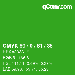 Color code: CMYK 69 / 0 / 81 / 35 | qconv.com
