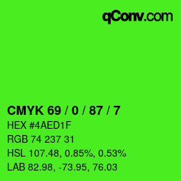 Color code: CMYK 69 / 0 / 87 / 7 | qconv.com