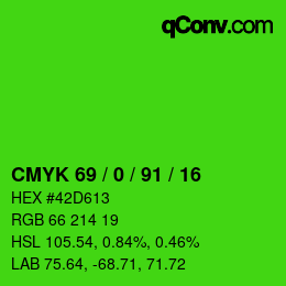 Color code: CMYK 69 / 0 / 91 / 16 | qconv.com