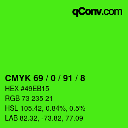 Color code: CMYK 69 / 0 / 91 / 8 | qconv.com