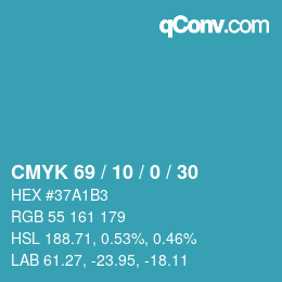 Color code: CMYK 69 / 10 / 0 / 30 | qconv.com