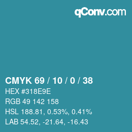 Farbcode: CMYK 69 / 10 / 0 / 38 | qconv.com